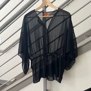 TORY BURCH Black Sheer Blouse, 6